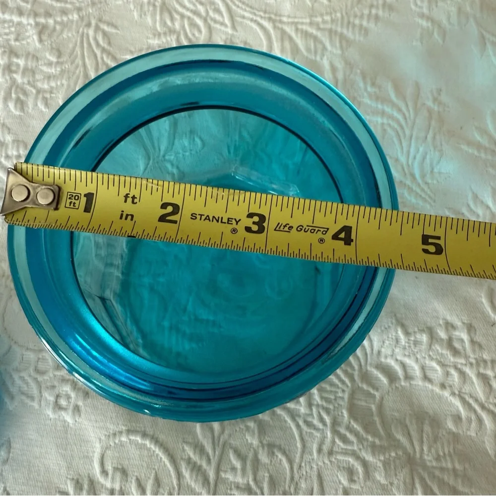 Vintage L.E. Smith Aqua Blue Glass Canister with Lid